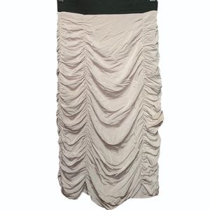 H&M Women’s Tan/Beige Ruched Midi Pencil Elastic Waist Stretch Skirt Size 8